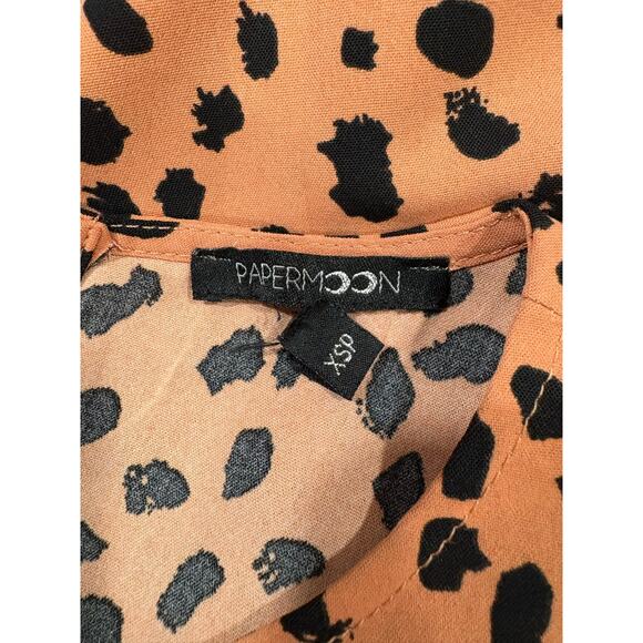 PaperMoon XS Petite Leopard Print Bow Blouse - Picture 8 of 9